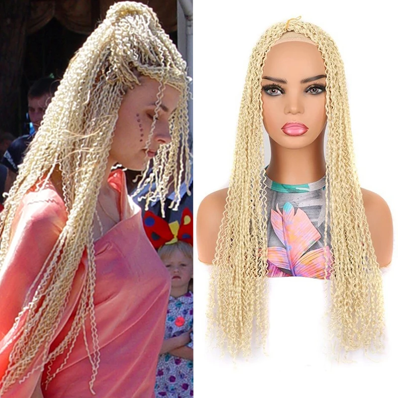 Trecce Sintetiche Zizi Crochet Box Intrecciare Le Estensioni Dei Capelli Bianco Nero 28 Pollici Lunghi Ricci All'Uncinetto Intrecciare I Capelli Per L