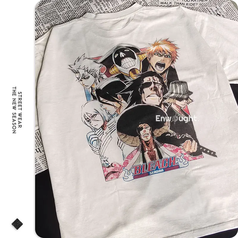 Vintage Anime Washed Oversized T-Shirt - Streetwear Short Sleeve Tee
