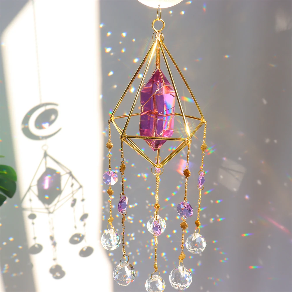 Crystals Big Wind Chime Prism Sun Catcher Handmade Jewellery Rainbow Chaser Hanging WindowPendant Home Garden Decor Ornament