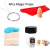 4 Pcs Magic Props Magic Ring Hand Lotus Scarf Disappear Thumb Explosion Dice Classic Toys 1