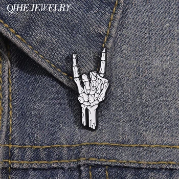 Skeleton Hand Enamel Pin 1