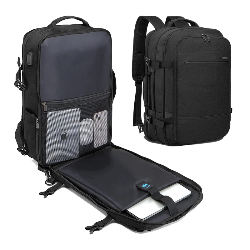

Рюкзак мужской большой вместимости с USB-портом для зарядки, ранец для работы и путешествий с отделением для ноутбука 17 дюймов, водонепроницаемая ранец с возможностью увеличения объема 40 л