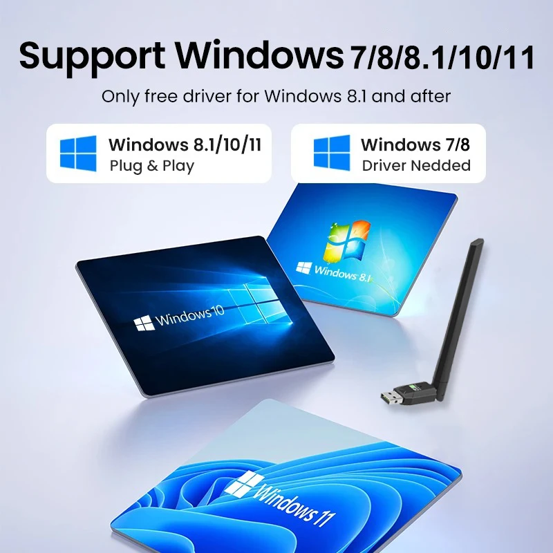 600Mbps WiFi USB 어댑터 듀얼 밴드 2.4G/5Ghz Wi-Fi 동글 802.11AC USB2.0 Win7/8/8.1/10/11용 고속 무선 카드 수신기