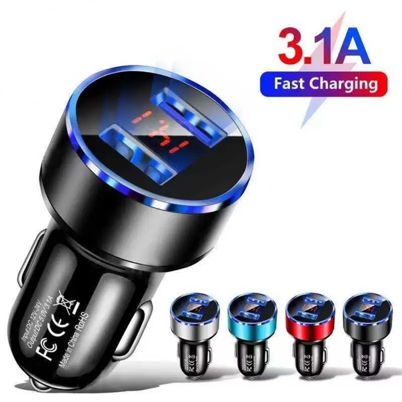 

Автомобильное зарядное устройство с двумя USB-портами, 15 Вт, 3,1 А, 12-24 В
