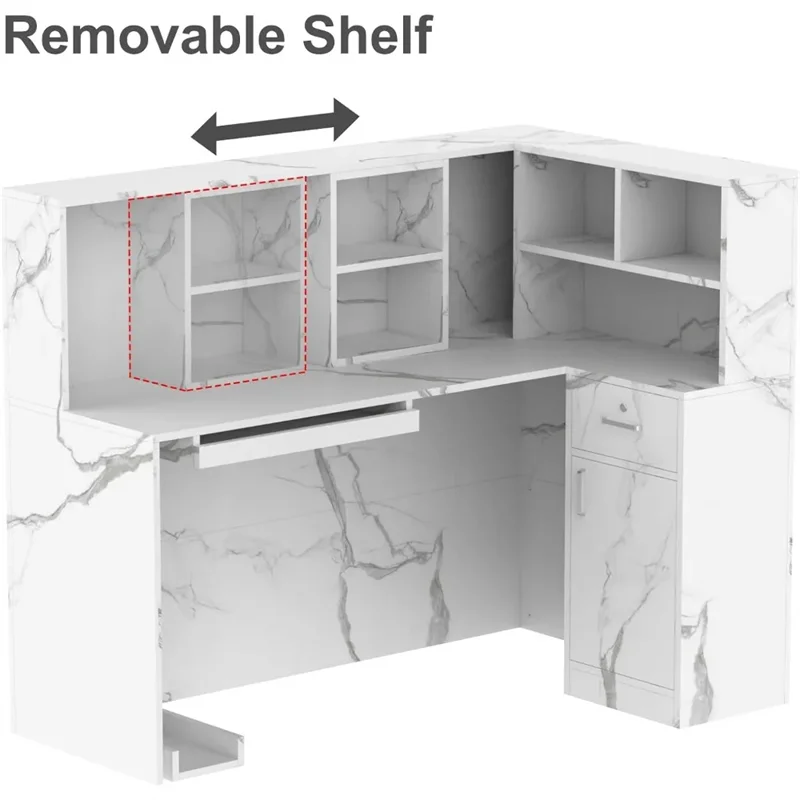 Reception Desk,with Counter Drawers & Storage Shelves,for Salon Reception Room Checkout Office, Front Desk Coun