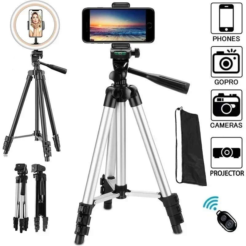 DSLR Tripod For Camera Phone Aluminum Travel Tripode Flexible Lightweight Light Stand Photography for Live Youtube Cellphone