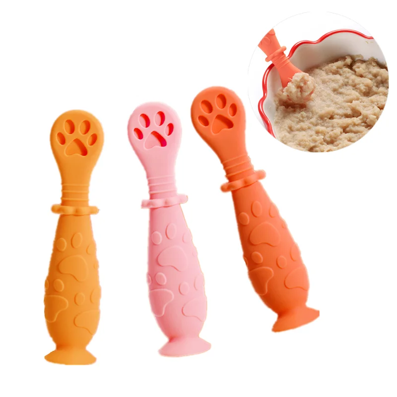 2pcs/set Food Grade Silicone Baby Teethers Rice Porridge Cream Feeder Spoon Baby Infant Teething Stick Toys Teether Newborn