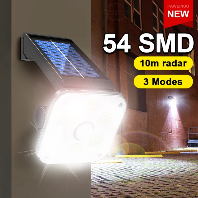 3 Modes LED lumière solaire lampe solaire extérieure IP65 étanche lumière  de jardin 54 SMD avec capteur de mouvement lampes solaires pour cour rue -  AliExpress