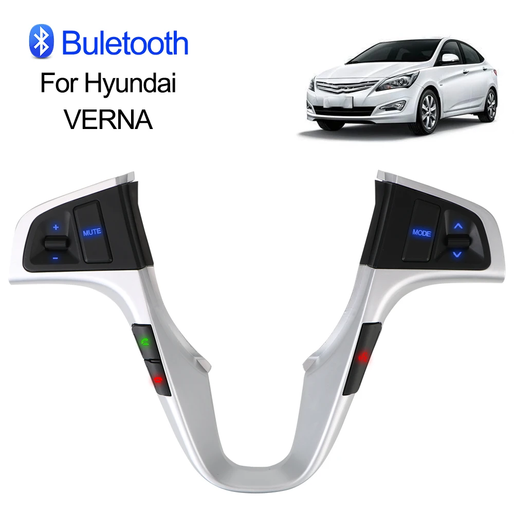 

Steering Wheel Button For Hyundai VERNA SOLARIS Bluetooth Blue Backlight Audio Volume Music Control Switch Car Accessories