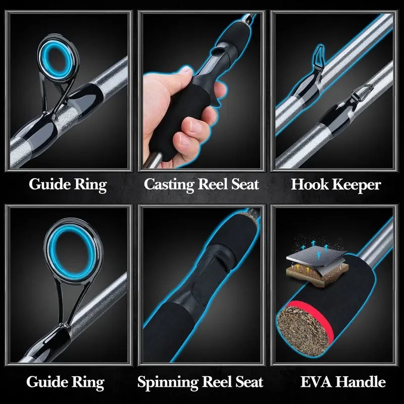 Sougayilang 5 Sections 2.1m Spinning Casting Fishing Rods 5