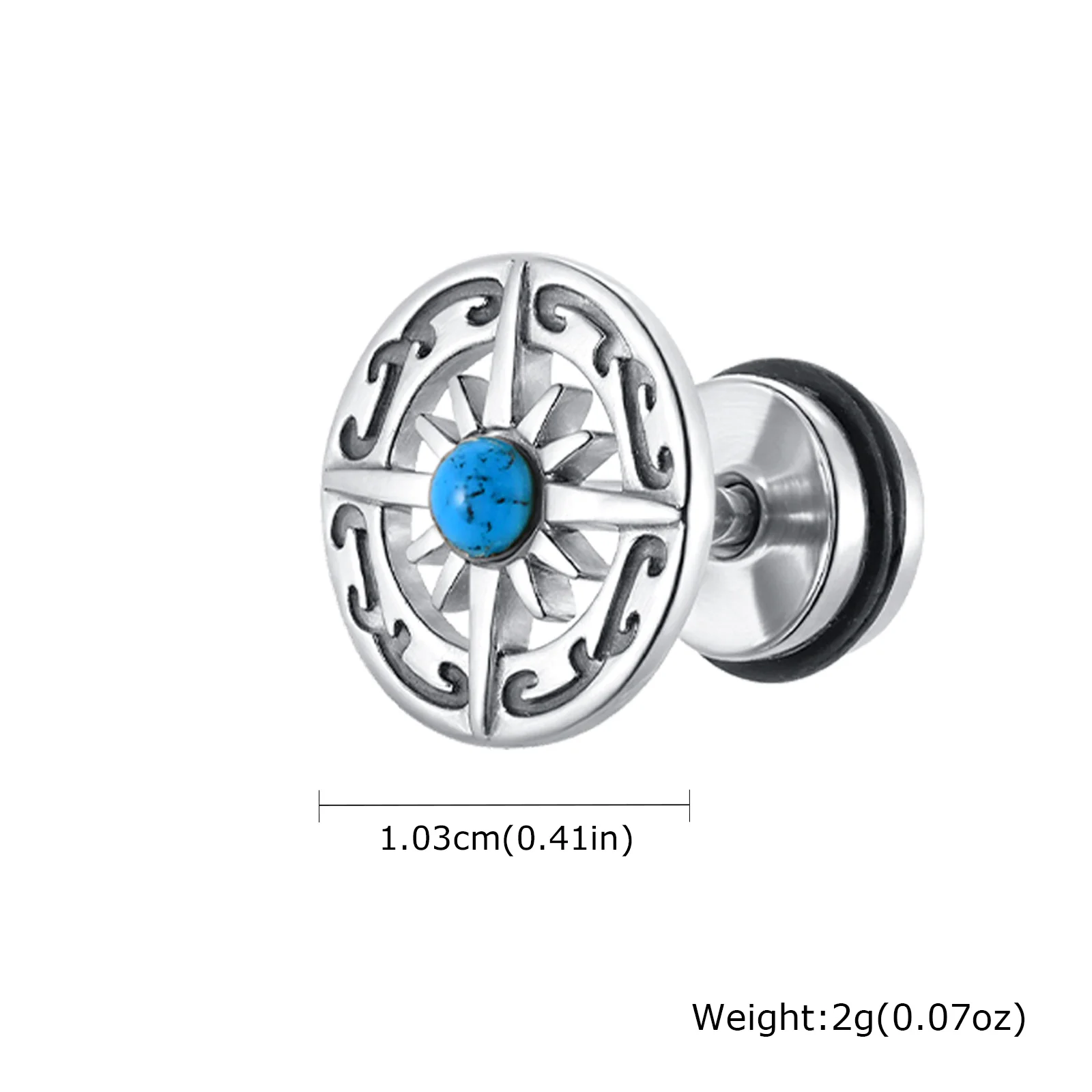 Vintage Gothic Norse Viking Stud Earrings for Men Boys, Rock Punk Runes Round Earrings, Fashion Piercing Jewelry Gift image 22