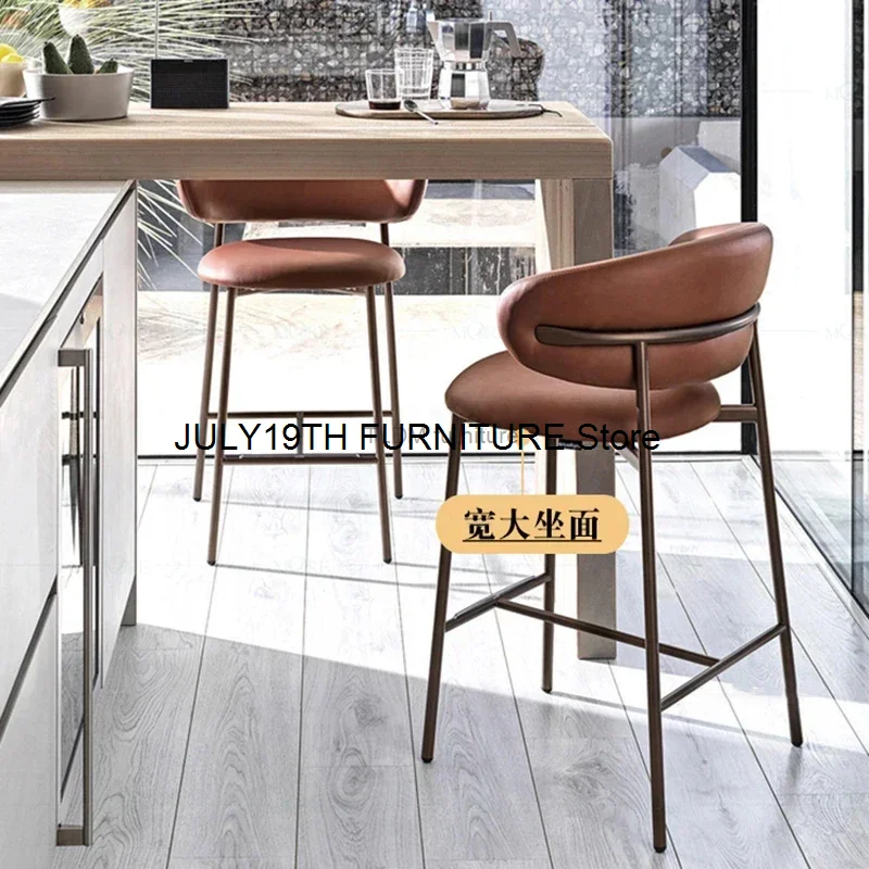Nordic Light Solid Wood Bar Chairs Modern Home Kitchen High Bar Stools Designer Fabric Backrest Stools for Furniture bar chairs