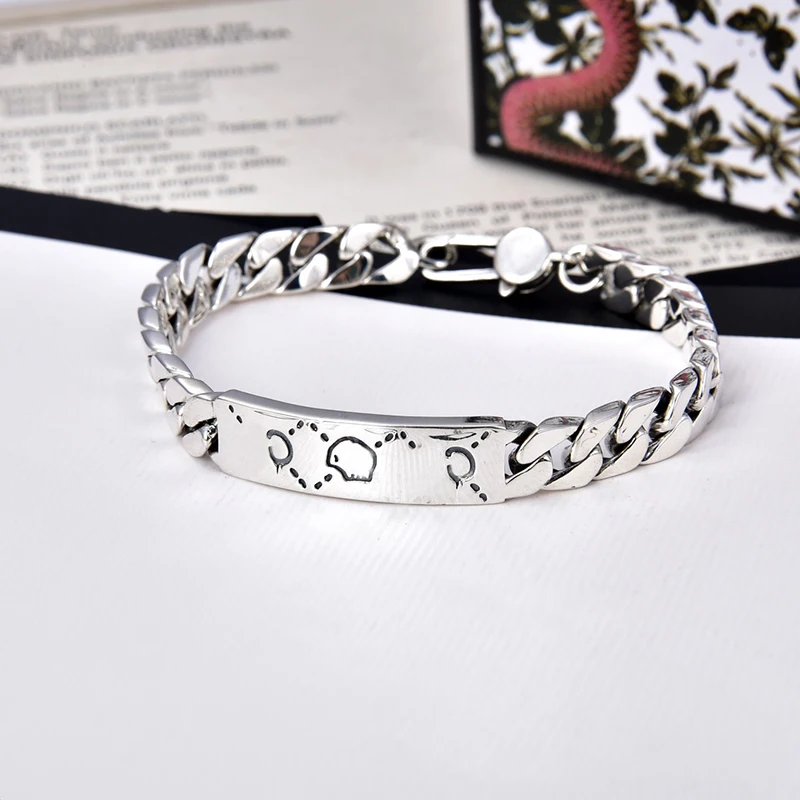 

Silver 925 Jewelry Thick Bracelet For Men Hip Hop Party Business Couple New In Fashion Jewelry For Women Christmas Gift