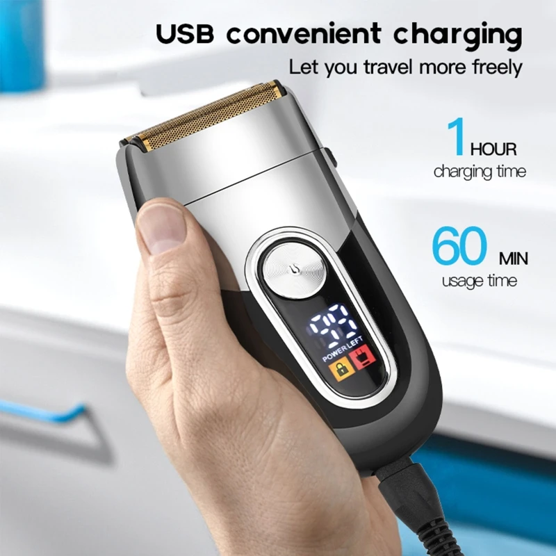 

Electric Shaver Rechargeable Beard Trimmer Shaving Machine for Men Twin Mesh Washable Reciprocating Razor Li-on 5W