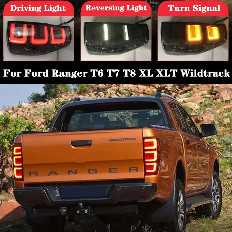 

For Ford Ranger T6 T7 T8 XL XLT Wildtrack Accessories Car Led Taillights Tail Lamps Witheled Led Brake Turn Signal Lightting