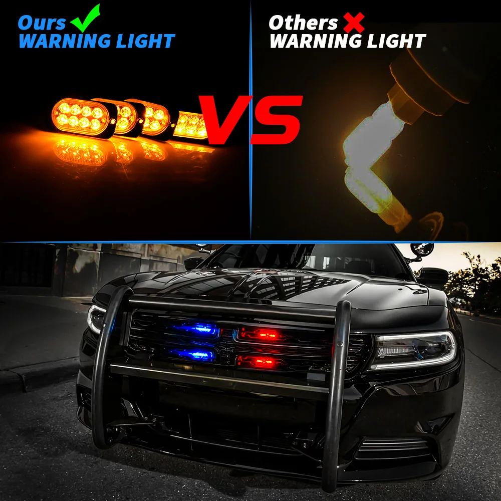4 Led voiture stroboscopique avertissement lumière grill clignotant panne  d'urgence voiture camion remorque balise lampe led lumière latérale  compatible avec les voitures