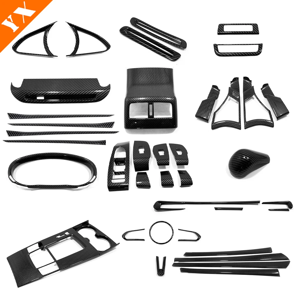 Car Full Set Carbon Trim Interior Moulding Window Lift Center Console Panel Inner Handle For Mazda 3 Axela Accessories 2019-2023 1