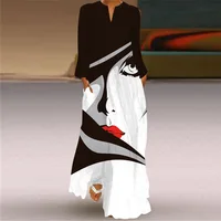 Butterfly Printing Women Sundress 2023 Spring Vintage  Long Sleeve V-neck Maxi Dress Elegant Ladies Long Dresses Female Vestidos - Image 3