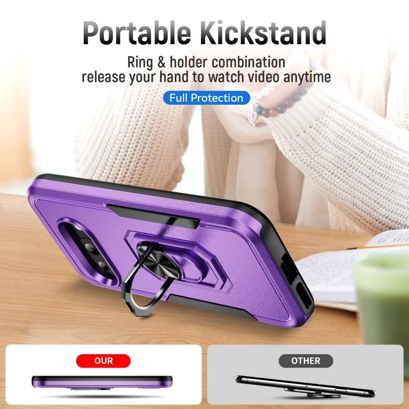 Luxury Military-Grade Heavy Duty Anti-Fall Phone Case with Ring Holder and Stand - Shockproof Hard Cover