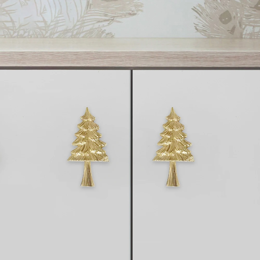 Pohon Natal lemari kuningan kenop pintu pohon emas laci menarik lemari  pegangan pintu kenop furnitur dapur Remodeling perangkat keras - AliExpress
