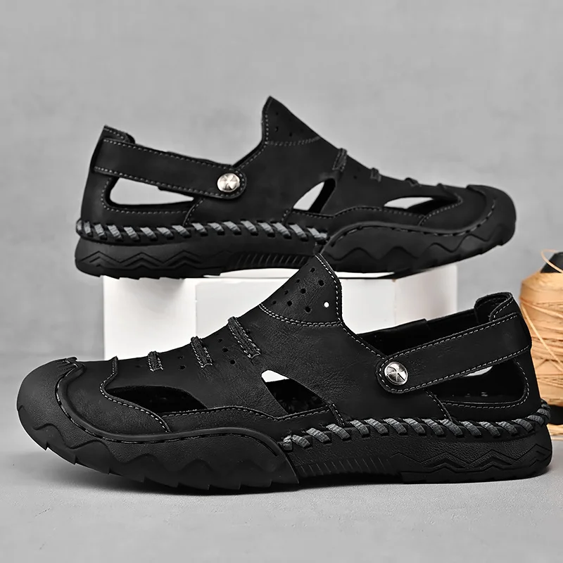 Mens Outdoor Sports Summer Shoes Low Heel Sliders Sandals Summer Men's Beach Shoes_voghion.com