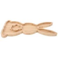 Bamboo Rabbit Tray Easter Bunny Cooked Food Plate Delicatessen Animal Shaped Serving Buuny Decor Board Farmhouse Platter 1