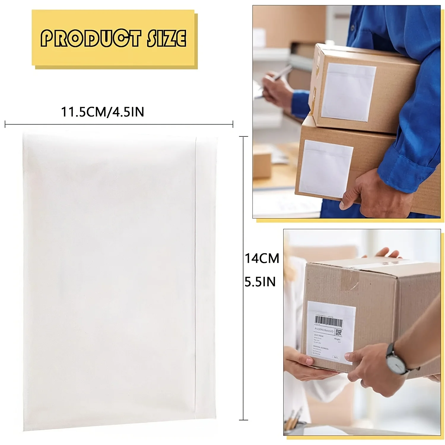 100pcs Clear Self-Adhesive Shipping Label Sleeves 4.5" x 5.5" - Waterproof Mailing Envelopes, Top Loading Packing List