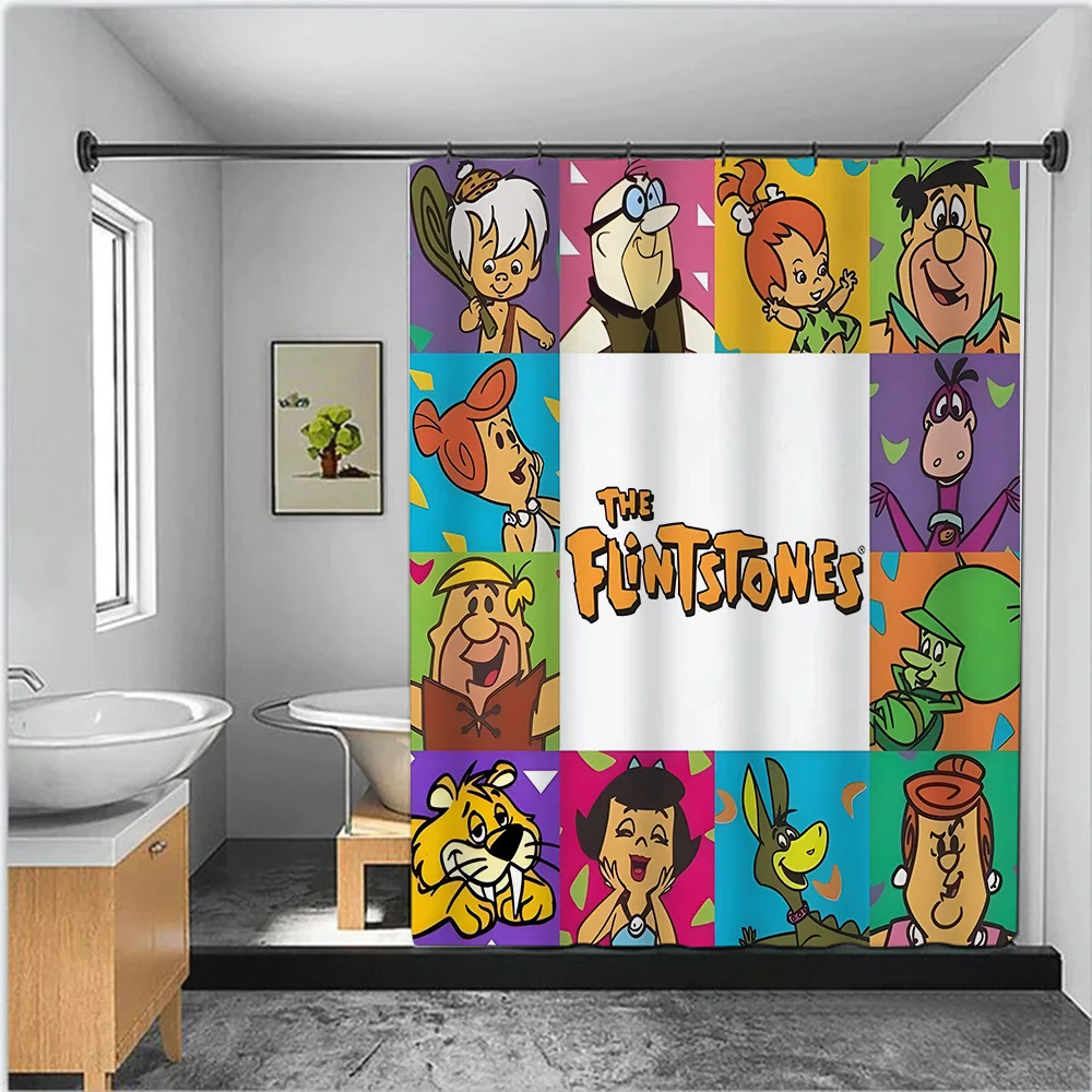 Shower Curtain Waterproof Polyester Fabric Paint Colorful Curtains Classic Cartoon Flintstones Home Bathroom Decor With Hook 4