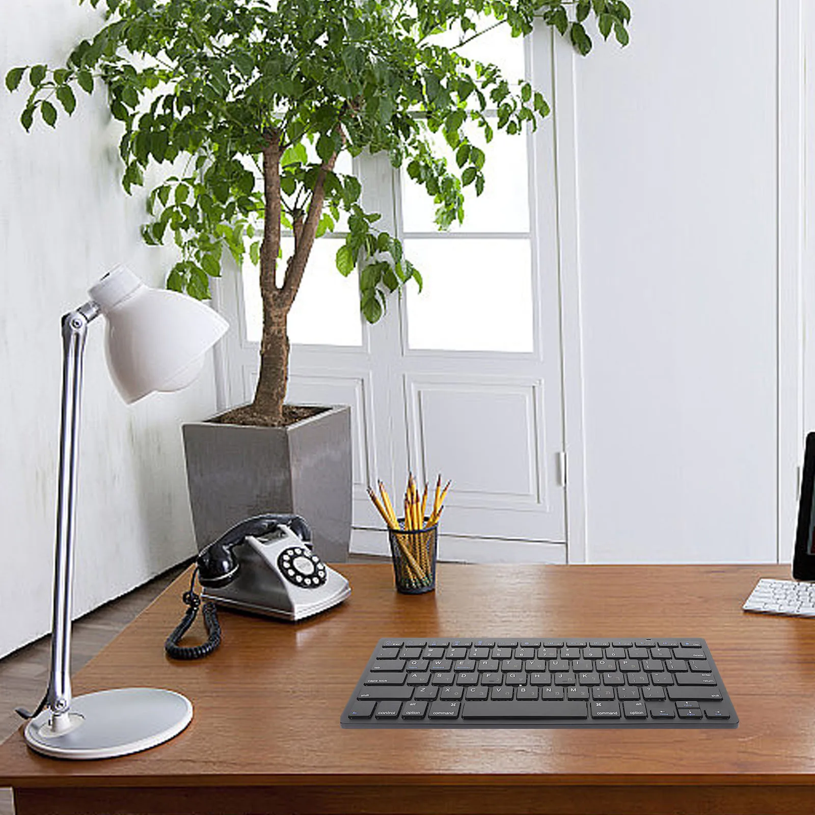 Hebrew Wireless Keyboard Silent Portable Ultrathin Computer Accessory Full Size Comfortable Typing Easy Carry Business Office