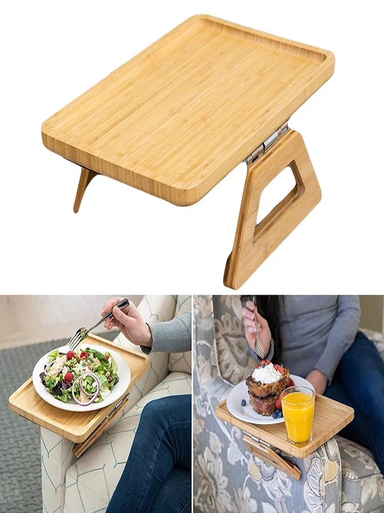 Plateau D’Accoudoir Canapé En Bambou Naturel – Antidérapant, Flexible, Élégant – Support Boissons, Téléphone, Télécommande