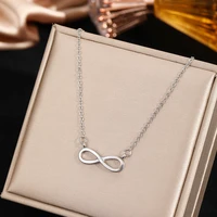 DGIDDK – collier avec pendentif symbole infini en acier inoxydable pour femmes, 8 personnages, adapté à un usage quotidien, chaîne de clavicule, bijoux 2