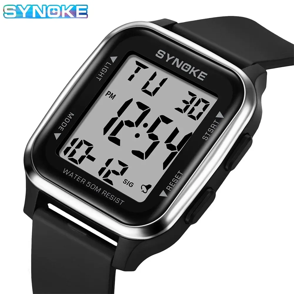 Orologi Sportivi da Uomo, Orologio Elettronico Sportivo da Esterno Impermeabile 50M Orologio Sportivo Digitale Resistente Agli Urti con Cinturino in Gomma Ampio Display (Grigio