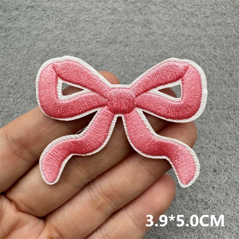 Neue rosa Schleife Stickerei Aufkleber dekorative Bügel Aufkleber Nähen DIY Cartoon Logo Kleidung Schuhe Hut Tasche Patch – Detail 10