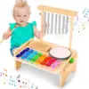 Baby Wooden Montessori Toys Musical Toys Kids Instruments Kit Early Education Drum Set Percussion Toys For Kids Boys Girls 5