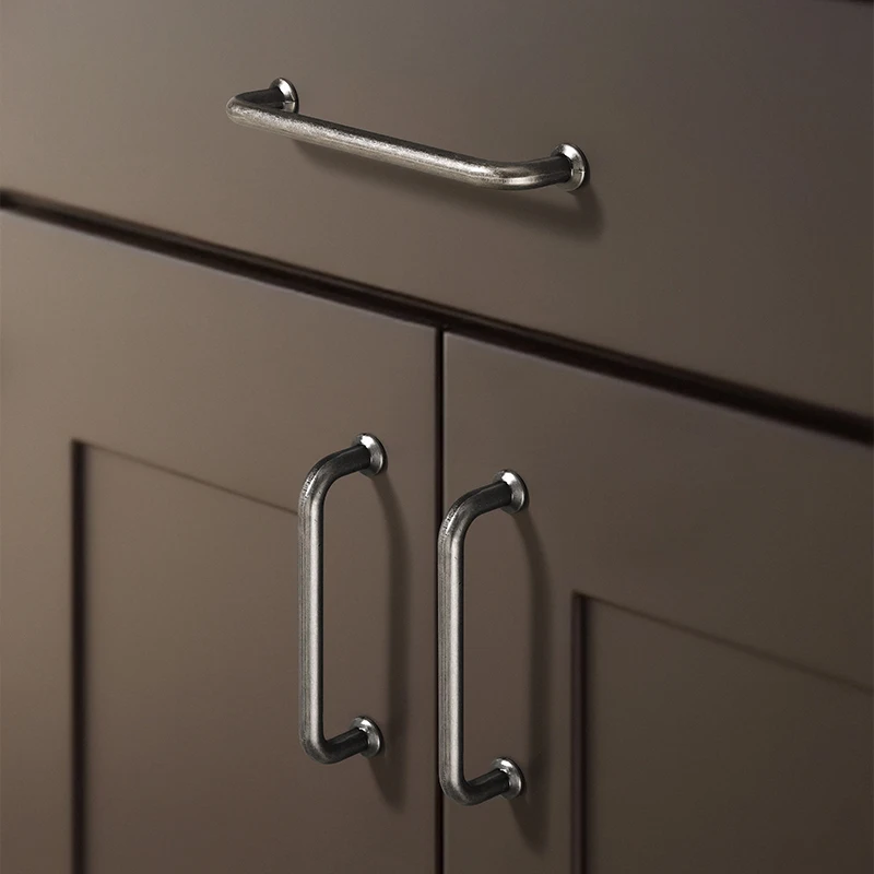 มือจับตู้ลิ้นชักแบบเรโทรโบราณ สีบรอนซ์โบราณ ขนาดเล็ก สำหรับตู้เสื้อผ้า เฟอร์นิเจอร์ 1