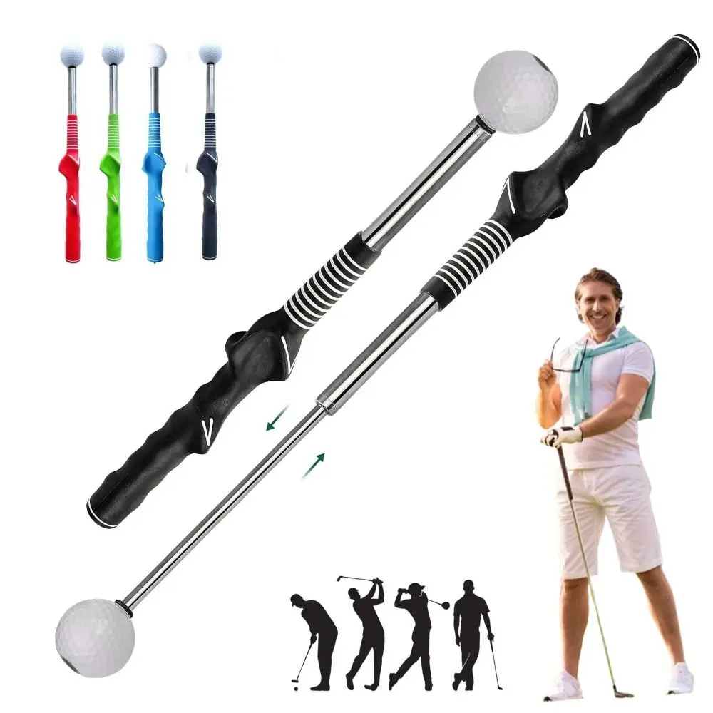 Retractable Golf Swing Training Aid Strength & Tempo Training Portable Golf Grip Trainer With Click Feedback