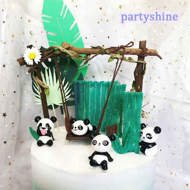 14Pièces Fournitures de Décorations de Gâteaux, Mini Jouet Panda