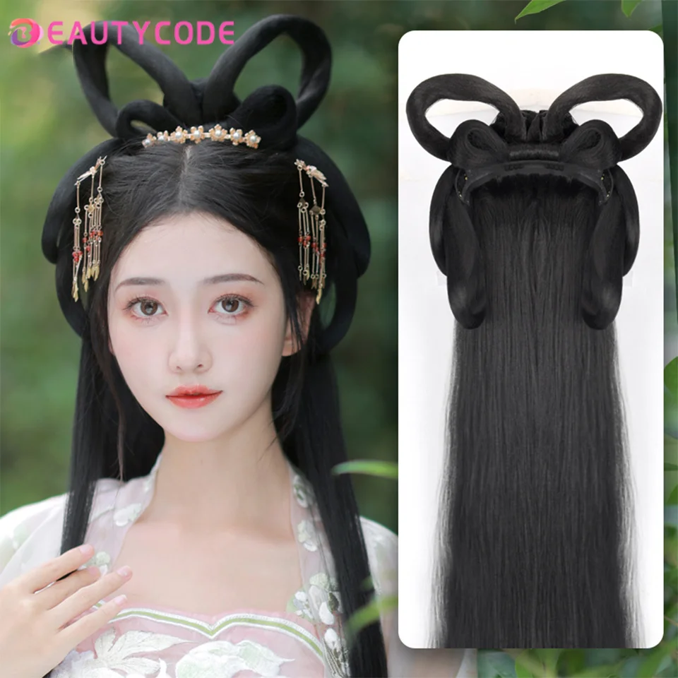 

Женские парики Hanfu в традиционном китайском стиле, головной убор для девушек, головной убор для выступления на сцене, древний восточный головной убор, костюмы для косплея