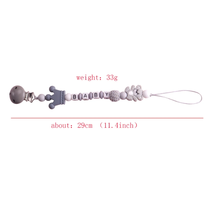 Custom Name Wooden Personalized Baby Pacifier Chain Silicone Bead Dummy Nipple Holder Guard Teether Pendant Newborn Gift Stuff