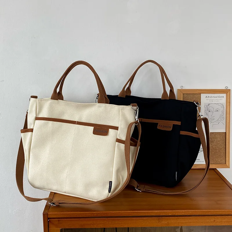 

Japanese Style Simple Canvas Bags For Women High Quality Thick Canvas Tote Ladies Hand Bags Shoulder Bag Women Crossbody Bags