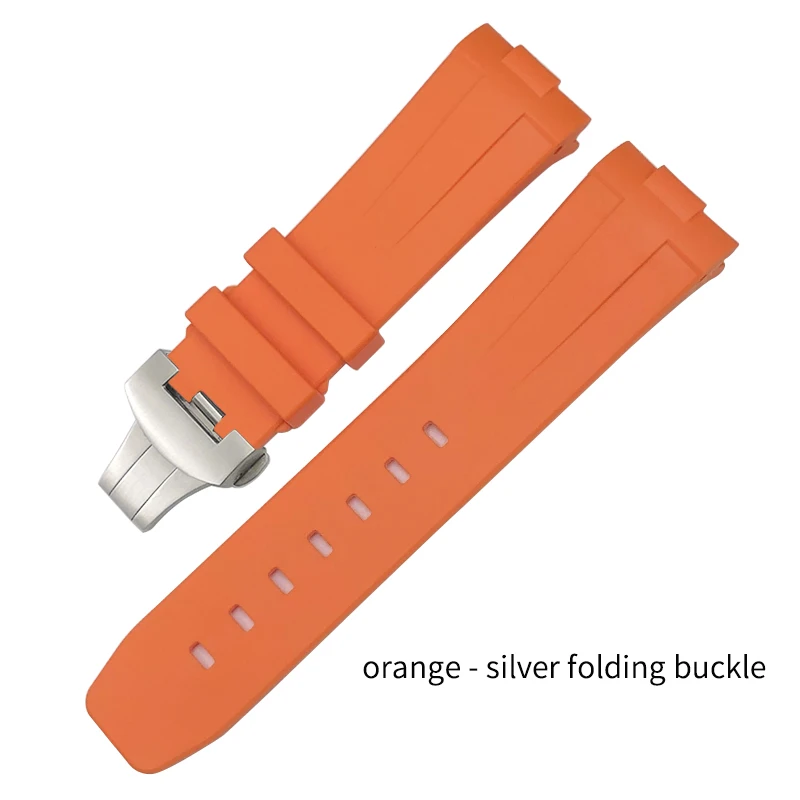 Curved End Rubber Watchband 22mm 24mm Fit for Panerai