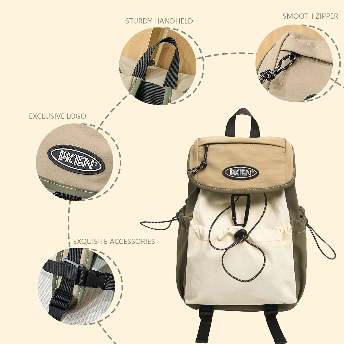 Outdoor Backpack Men's Contrast Color Retro School Bag Lightweight Travel Bag Sports Hiking Small Backpack Women