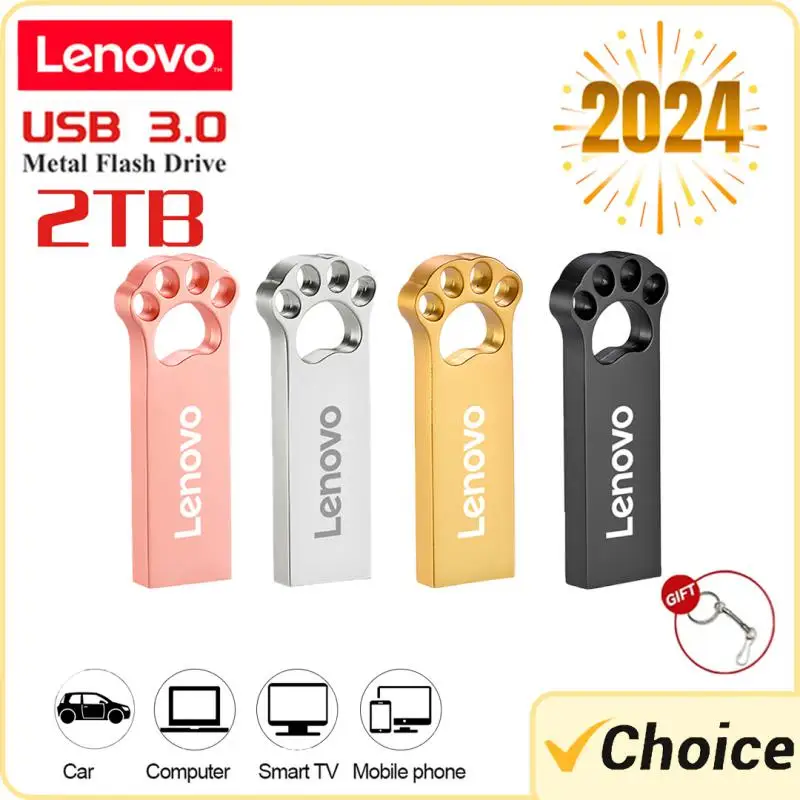 Lenovo 2Tb Usb Flash Drives Mini Metal Real Capacity Memory Stick Black Pen Drive Regalo Aziendale Creativo Silver Storage U Disk
