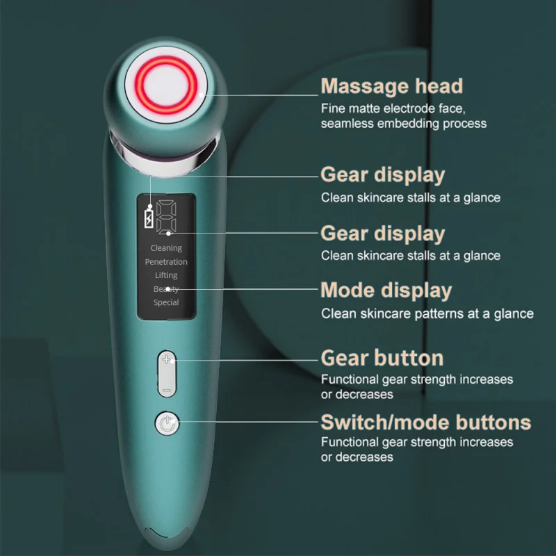 LED Light Beauty Device Hot Compress Skin Care Wrinkle Removal EMS Face Lifting Massager