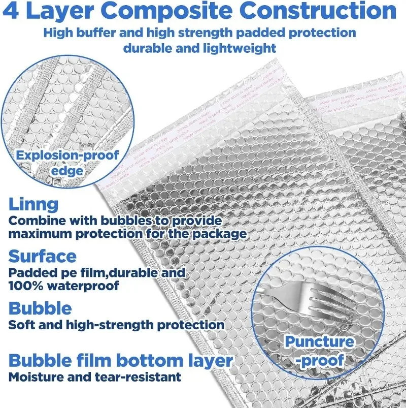 Silvery Bubble Metallic Shipping Envelopes - Small Business Packaging Supplies
