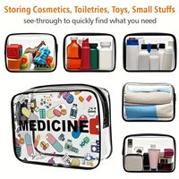 Sac à cosmétiques pour médicaments, organisateur de voyage de grande capacité pour femmes, pochette de toilette facile à essuyer et propre, sac de toilette de voyage à usage quotidien 2