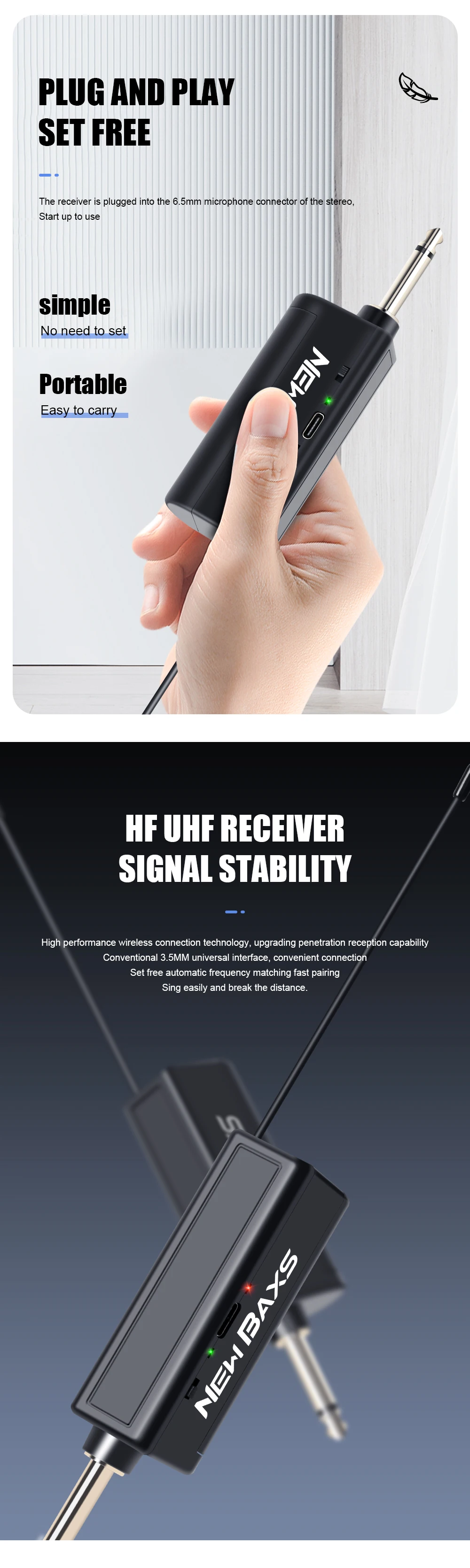 Description Picture 6 of itemWireless Microphone 2 Channels UHF NEW BAXS Dual Handheld Dynamic Karaoke Mic System 50m for Stage Church Party Speaker Meet