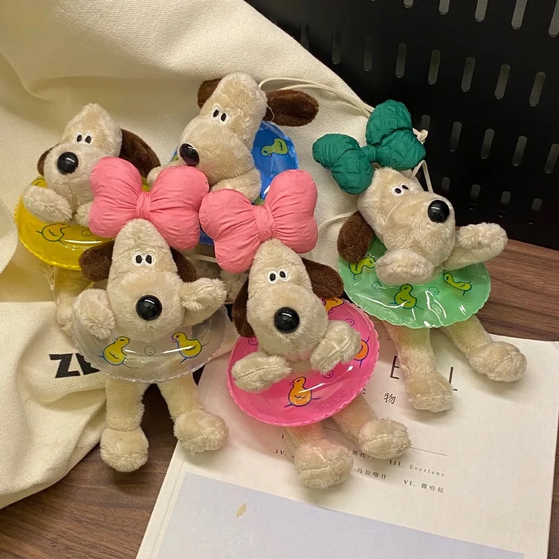 

13cm Key Chain Pendant Summer Swim Ring Repair Hook Bag Pendant Bowknot Leader Dog Plush Doll Key Chain Vehicle Pendant