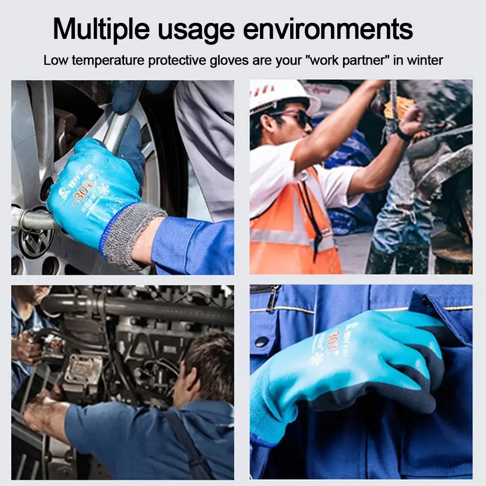 1Pair Unisex Thermal Lined Winter Work Glove Outdoor Sports Waterproof Cold Resistant Safety Gloves Anti-freeze Gardening Gloves,work gloves,protective gloves,waterproof gloves,gardening gloves