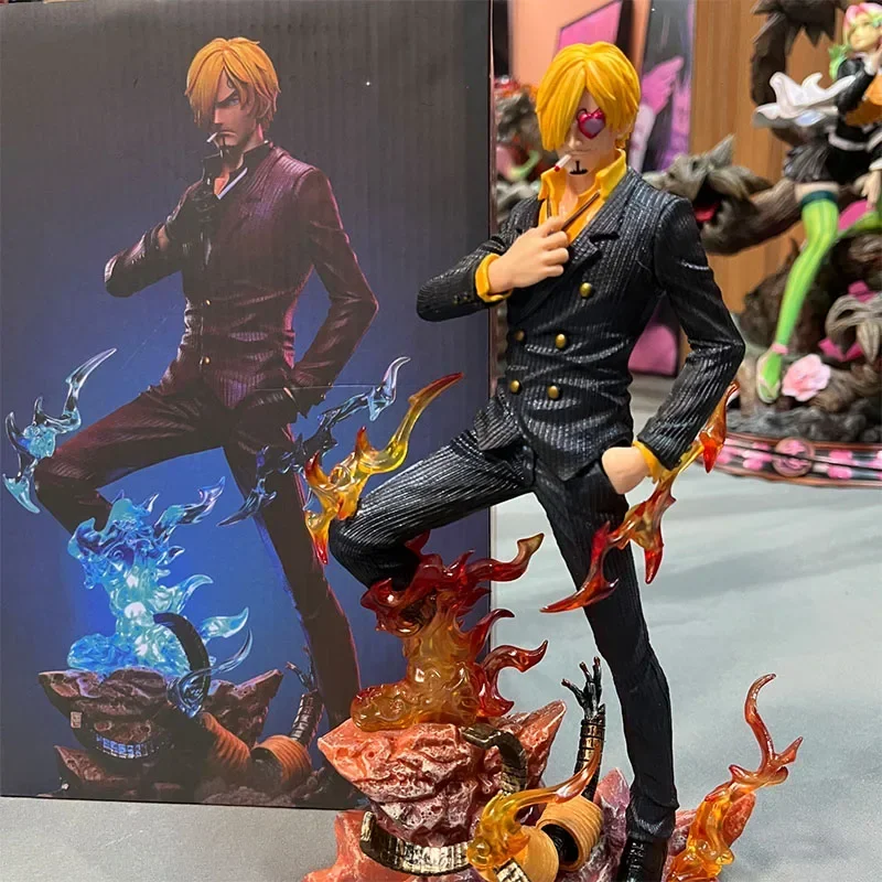 

New 25cm One Piece Vinsmoke Sanji Figure Anime Action Figurine Replaceable Face Model Statue Dolls Desk Decoration Xmas Gift